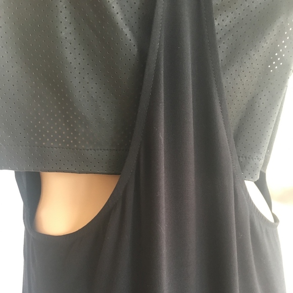 Black Maxi Dress with Cut Outs & Pleather Accent - Picture 3 of 7